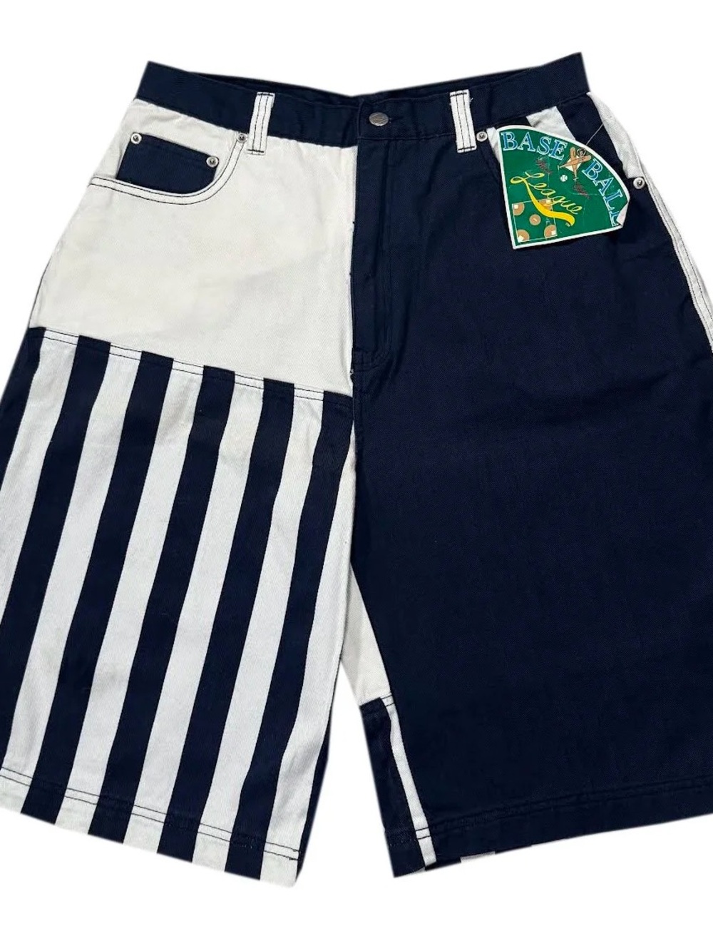 Vintage League Striped Denim Shorts (Size 33) NWT